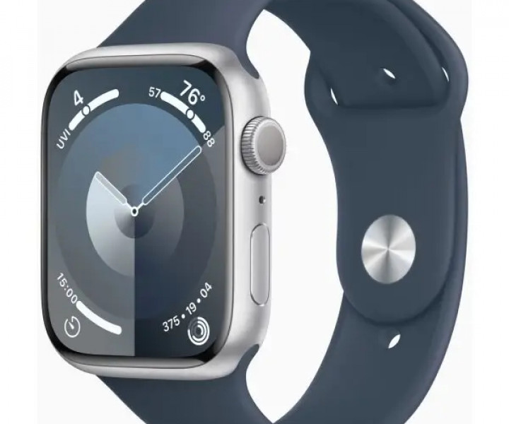 Apple Watch Series 9 GPS 41mm Silver Aluminum Case w. Storm Blue Sport Band - S/M (MR903)